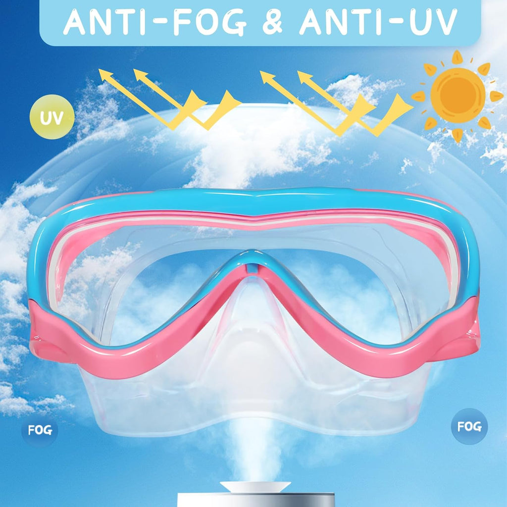 Water Space Kids Swimming Goggles - Anti-Shatter Lens & UV Protection | No-Leak Swim Mask for Ages 3-15