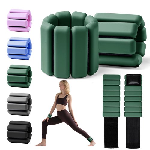 Weighted Bangles for Wrist and Ankle Weights for Women 0.5LB Each (Set of 2) | Workout Weights for Yoga, Pilates & Walking | Leg & Arm Weights Men GREEN