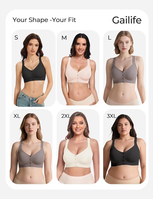 Gailife V-Neck Wireless Bras for Women - Seamless Full Coverage Mastectomy Bralettes