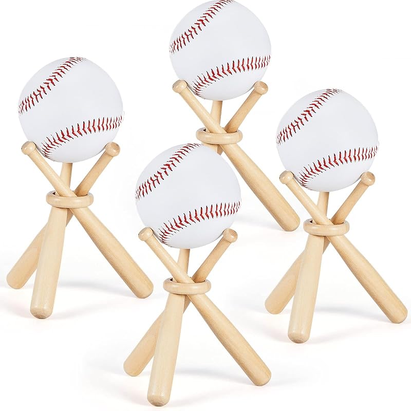 Maitys Baseball Stand Holder - Wood Table Display (Variation 4) - 15x1.5 cm
