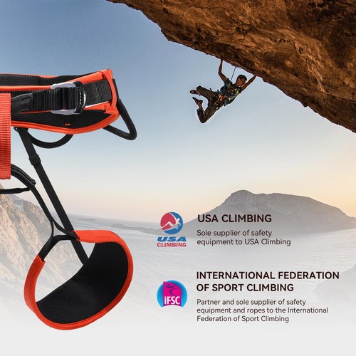 KAILAS Safety Climbing Harness Professional Mountaineering Lightweight Rock Climbing Gear Protect Waist Safety Belt Orange Red M