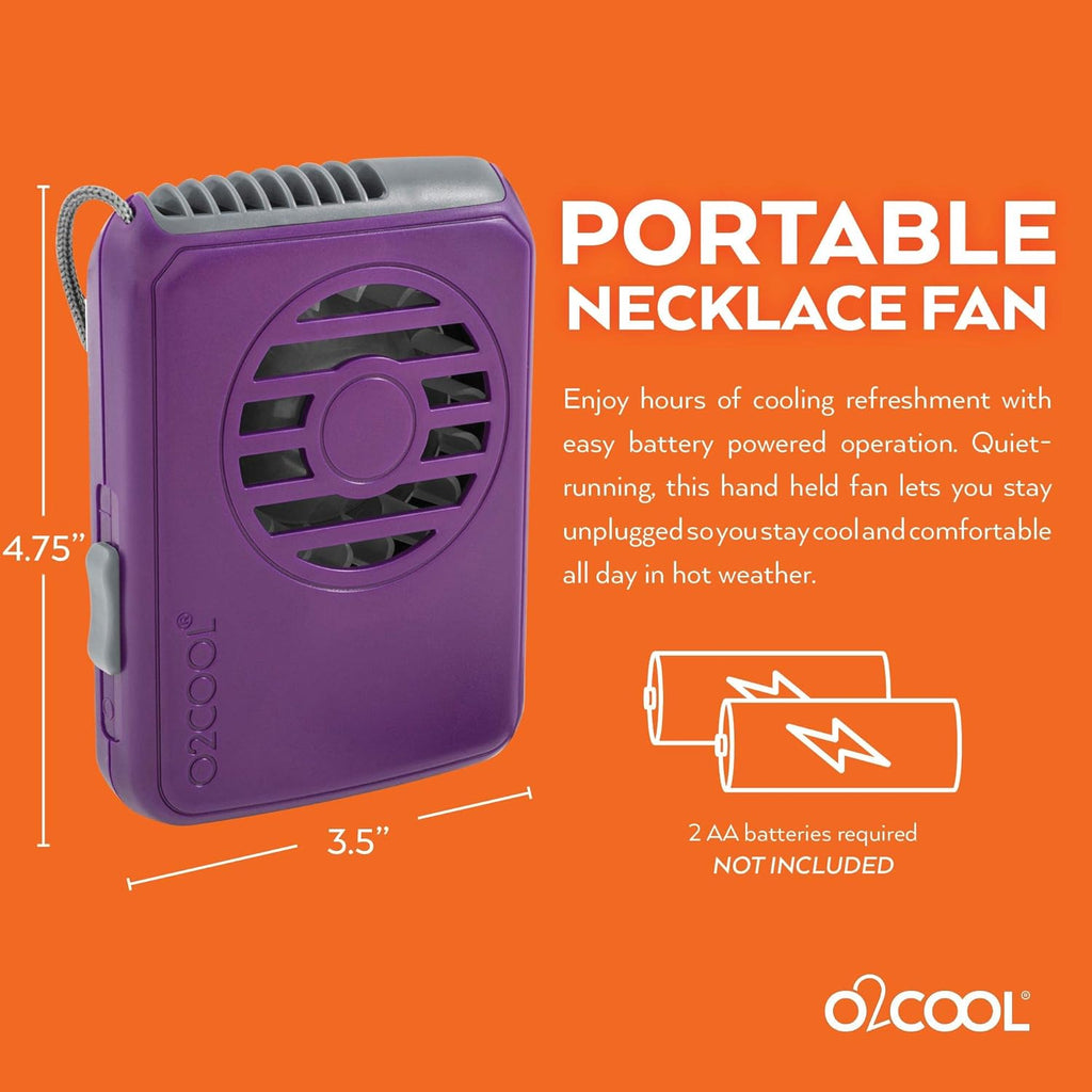 O2COOL Deluxe Personal Necklace Fan - Hands-Free, Battery Operated Mini Cooling Device | 3 Pack in Random Colors