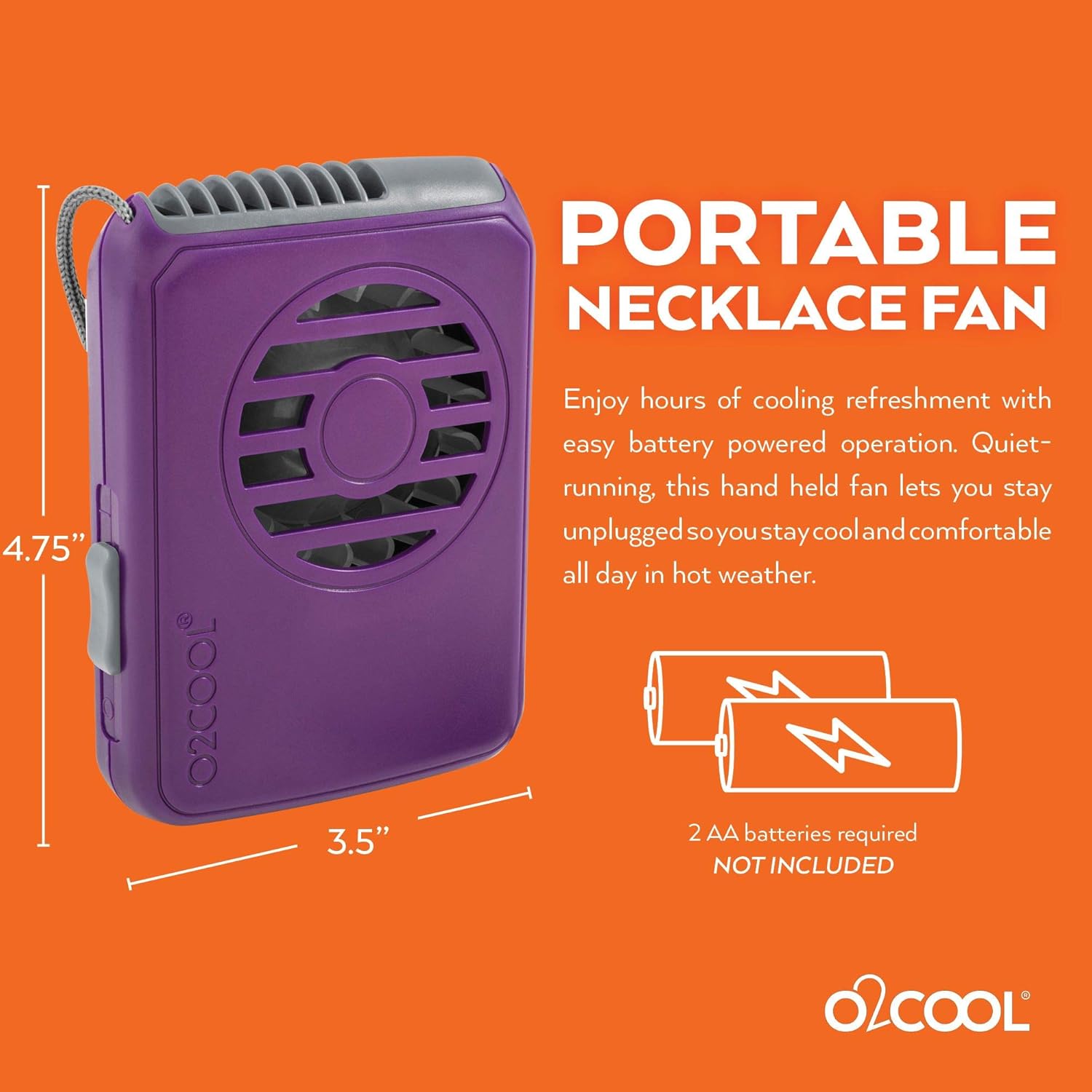 O2COOL Deluxe Personal Necklace Fan - Hands-Free, Battery Operated Mini Cooling Device | 3 Pack in Random Colors