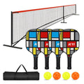 DUJORM Pickleball Set with Net and Paddles, 4 Player Set, Multicolor Wooden Paddles, 22FT Portable Net, 4 Balls,Pickleball Paddle Set of 4 with Net and Carring Bag