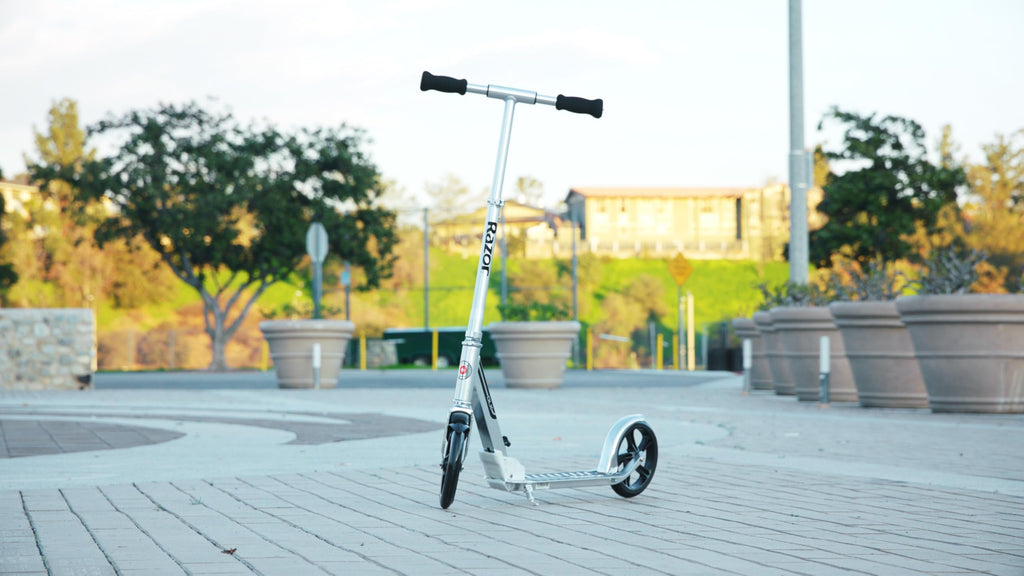 Razor A5 DLX Kick Scooter for Kids Ages 8+ - 8" Urethane Wheels, Foldable, Anti-Rattle Handlebars, For Riders up to 220 lbs