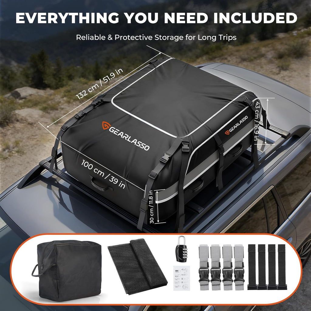 Skiennix Car Roof Bag - 21 Cubic Feet Waterproof Cargo Carrier for SUVs & Vans | Heavy-Duty PVC, Universal Fit