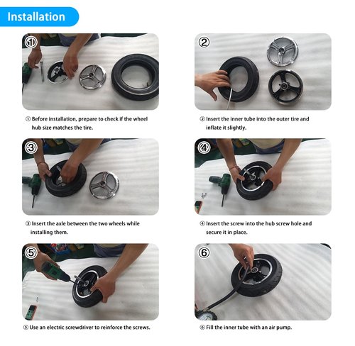 10x2.50 Tire + Inner Tube Set for 6” RIM 10" Scooter Wheels Electric Scooter Swagcycle Hover Board Smart Self Balancing Electric Scooters 36V 48V 400W 500W 800W Hub Motor