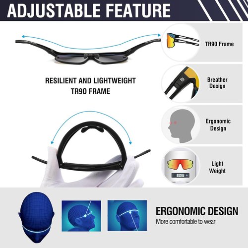 DUCO Sports Sunglasses - Polarized UV400 Protection for Men & Women | Ideal for Running, Fishing & Tennis