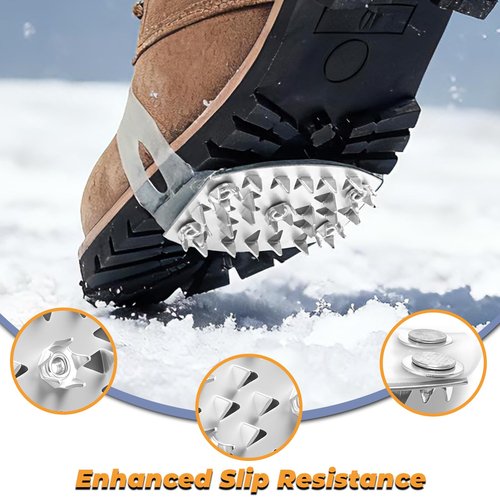 25-Spike Traction Cleats with Enhanced Grip | Anti-Slip Ice Cleats for Snow and Ice | Translucent Top Design | Easy On-Off Crampons
