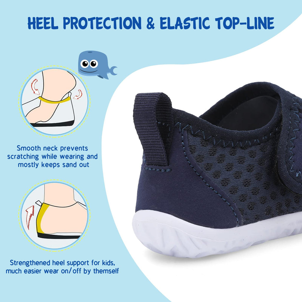 LeIsfIt Boys Girls Water Shoes Kids Aqua Socks Toddler Quick-Dry Swimming Shoes Non-Slip Summer Shoe for Beach Pool Surf, Dark Blue, 11 Toddler