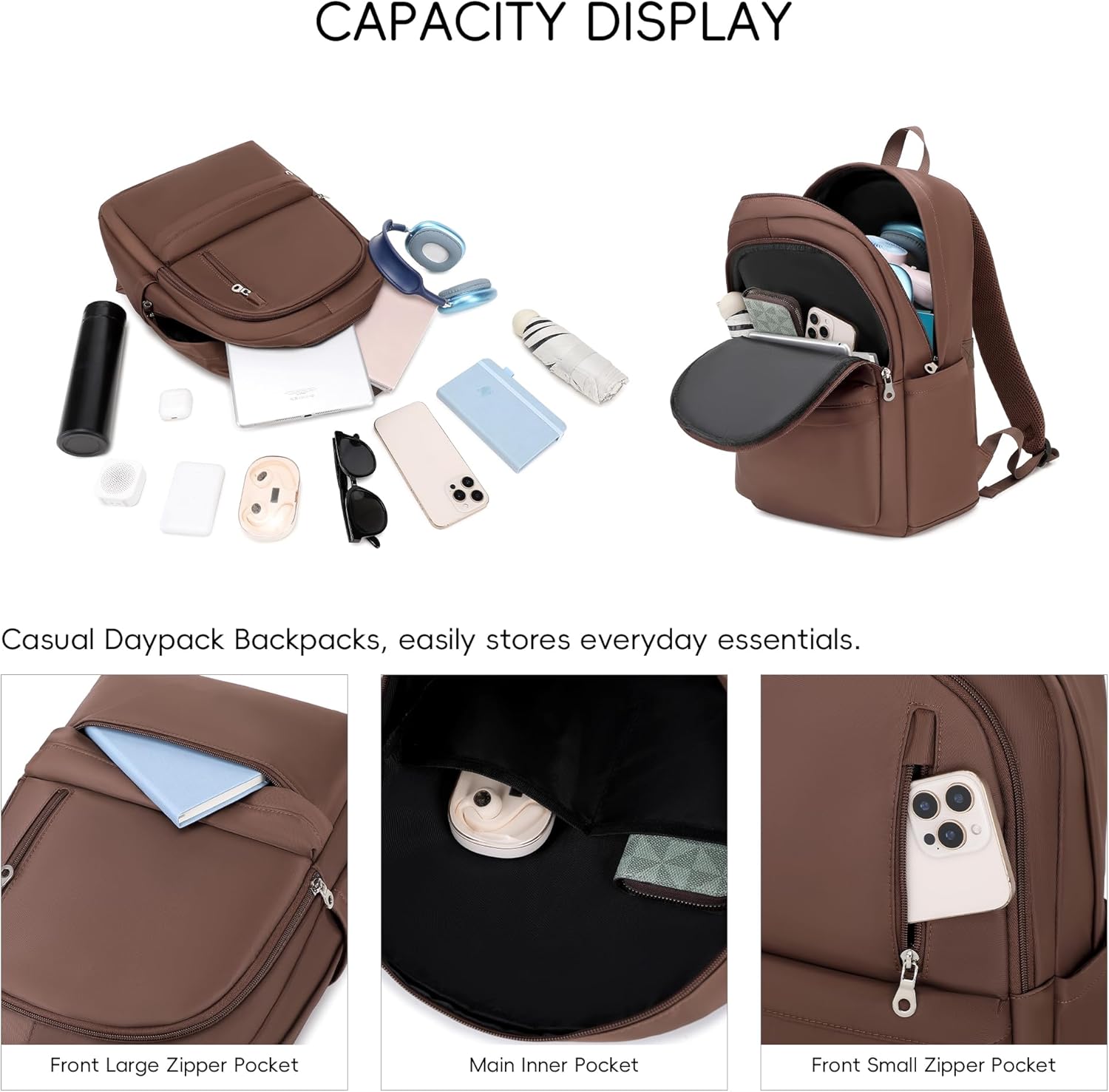 Skiennix Lightweight Nylon Backpack - Foldable Design, Large Capacity for School, Travel & Work
