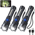 JIJ Flashlight 3 Pack, Rechargeable Flashlights High Lumens, 7 Modes LED Flashlight with IP67 Waterproof, Adjustable Handheld Tactical Flashlight for Camping, Home Emergency, Outdoor