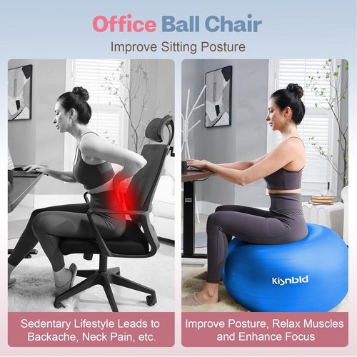 Extra Thick Exercise Ball by [Brand Name] - Anti-Burst Stability Ball for Home, Office & Gym | 4 Sizes Available