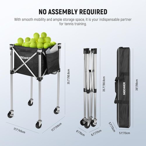 NEEWER Tennis Ball Hopper - Durable Pickleball Retriever Cart for Easy Training & Teaching