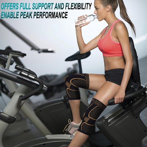 Double Couple Copper Knee Brace - Compression Sleeve Support for Pain Relief | 2 Pack for Men & Women