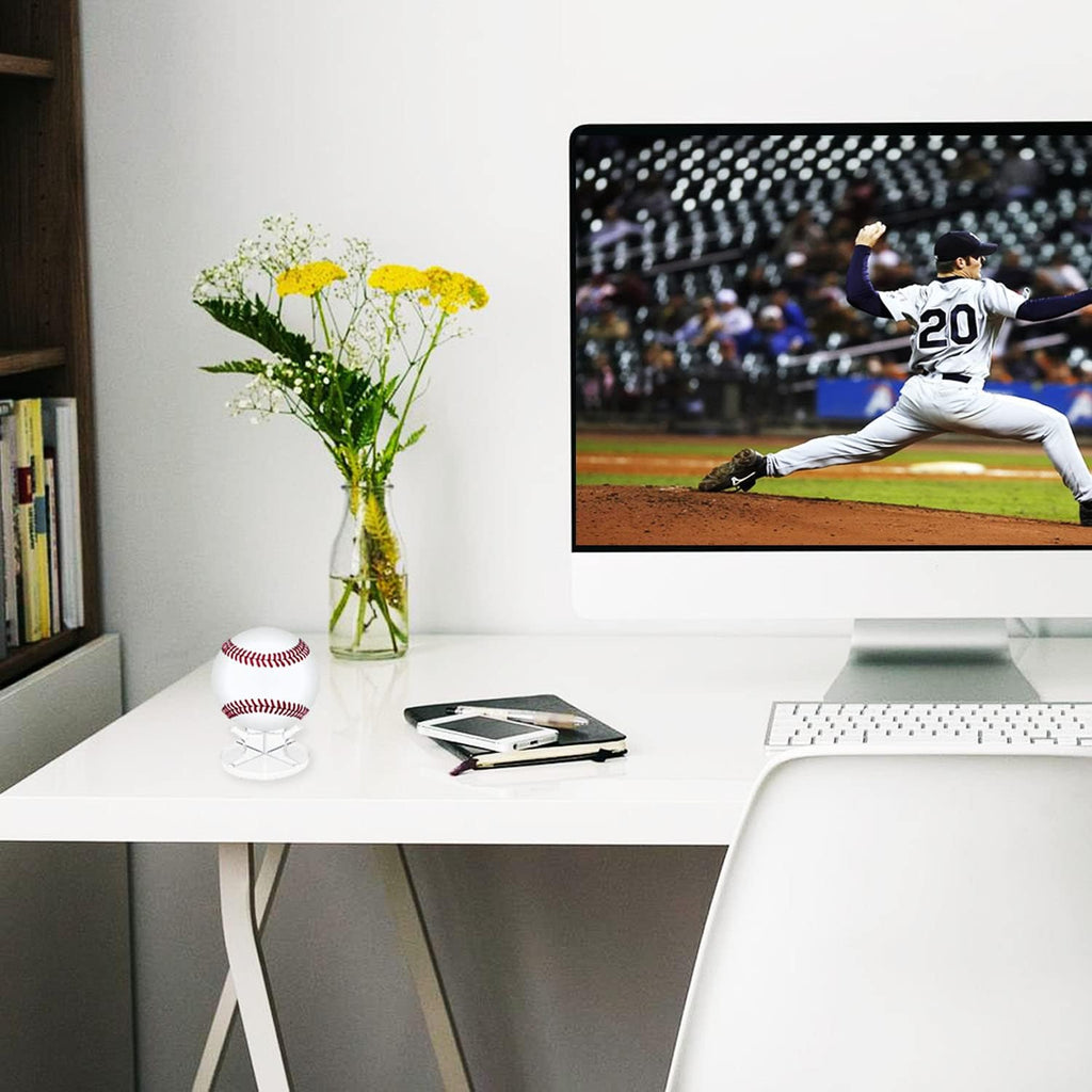 Skiennix Acrylic Baseball Stands - 2 Pack Display Racks with Non-Slip Rubber Pads for Sports Balls