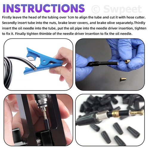 Swpeet 25Pcs 2500mm Bicycle Hydraulic Disc Brake Hose Kit with Insert Tool & Hose Cutter, BH59 Compatible, Black
