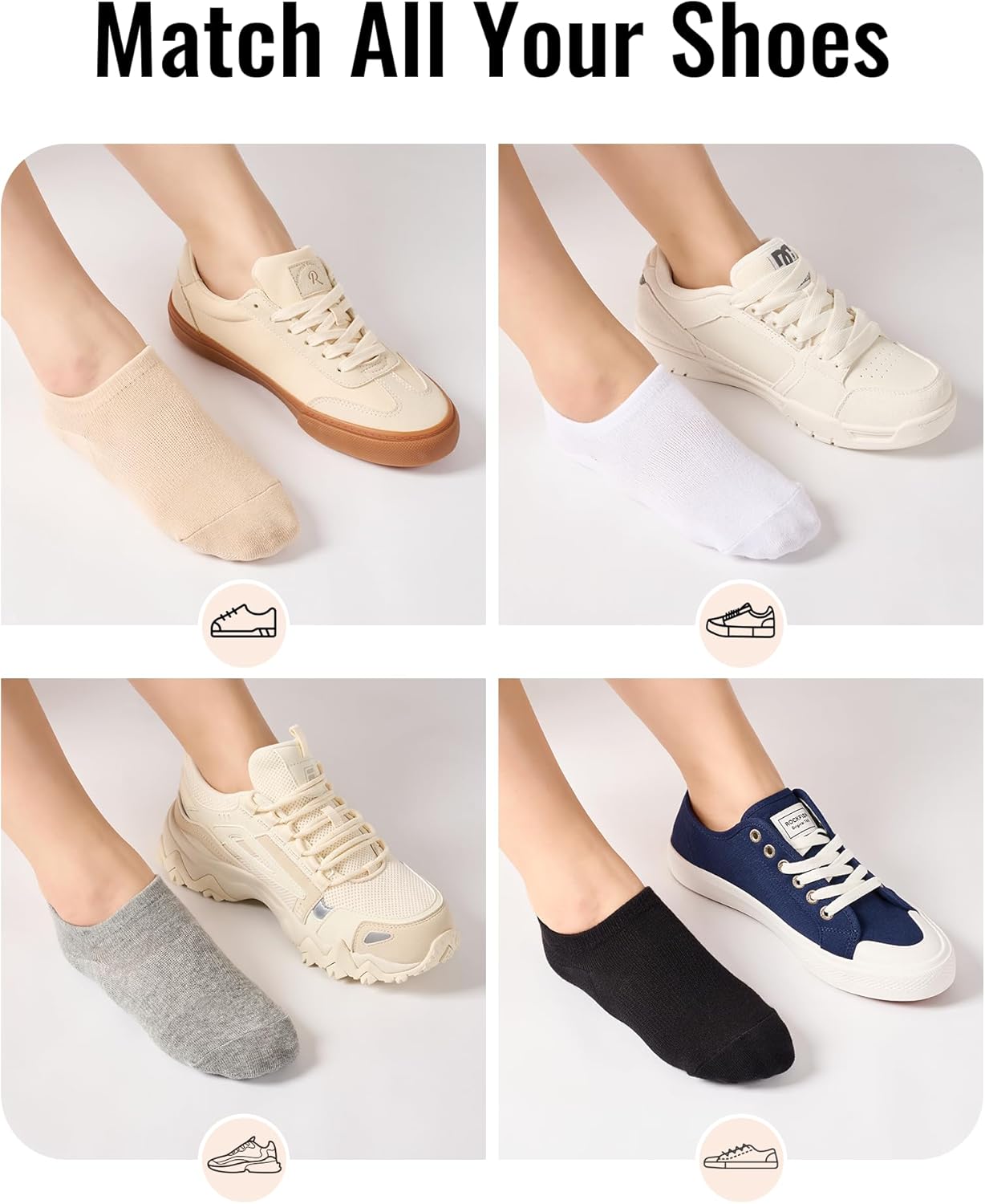 Skiennix No Show Socks - Non-Slip Invisible Liners for Flats | Breathable Cotton, 6 Pairs Gift Box