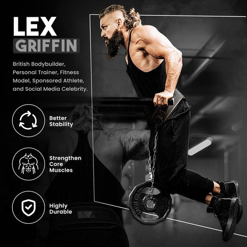 RDX Dip Belt for Weight Lifting, Heavy Duty 36 Inch Adjustable Steel Chain, Dipping Belt Chin Pull Ups Gym Training Bodybuilding Powerlifting Fitness Workout, 6” Padded Neoprene Back Support Men Women