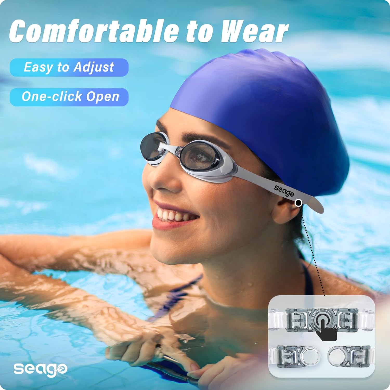 Seago Swimming Goggles - Anti-Fog & UV Protection | 2-Pack for Adults, Men & Women