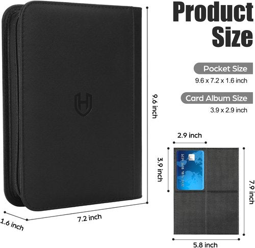 Card Binder 4 Pocket - Premium PU Zipper Holder with 288 Pockets for TCG, MTG & Sports Cards