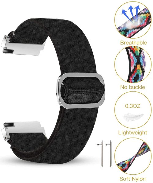 Lamshaw ID208 Plus Smart Watch Band, Stretch Elastics Nylon Adjustable Replacement Strap Accessories for Men & Women Compatible for Quican, aeac, WMK, Fitpolo ID208 Plus 1.8'' Smart Watch (Black)