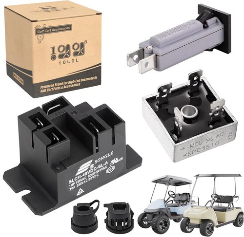 10L0L Relay, Rectifier, Circuit Breaker Charger Repair Kit for Club Car 48V Powerdrive 1 & 2 Charger, OEM CCX8506 102273501 101828601