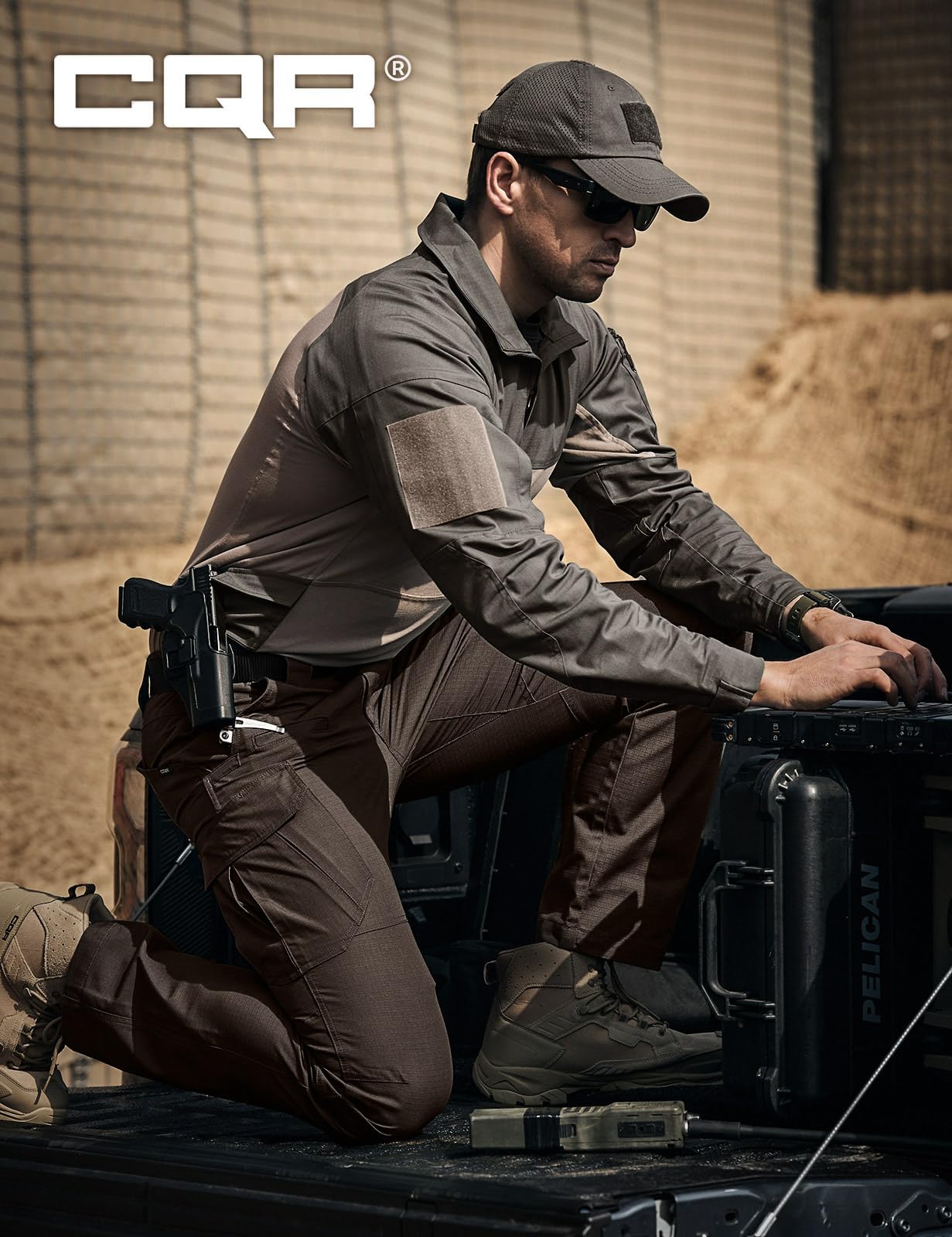 CQR Men's Tactical Pants, Water Resistant Ripstop Cargo Pants, Lightweight EDC Work Hiking Pants, Outdoor Apparel, Raider Mag Pocket Dark Brown, 30W x 32L