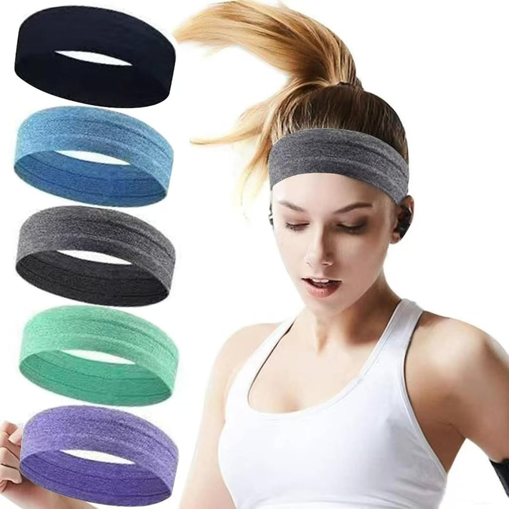 Skiennix Sport Headbands - Non-Slip Silicone Fitness Headbands for Men & Women | 5-Pack