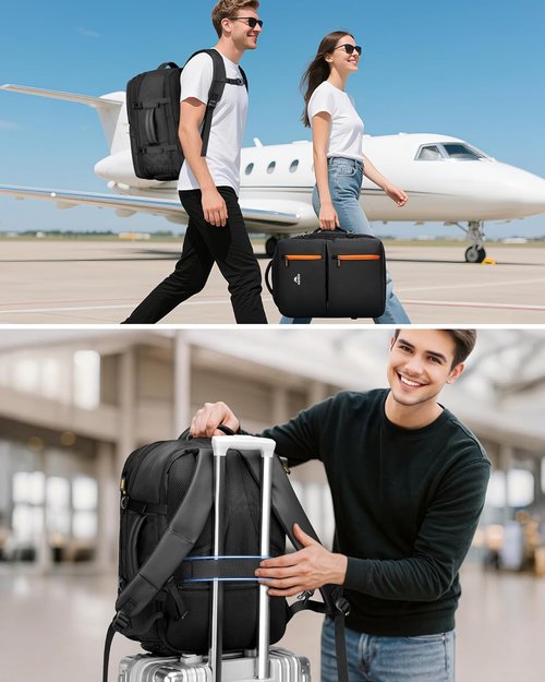 MATEIN Travel Backpack - Expandable Underseat Design with Shoe Compartment | Fits 17" Laptop, Black