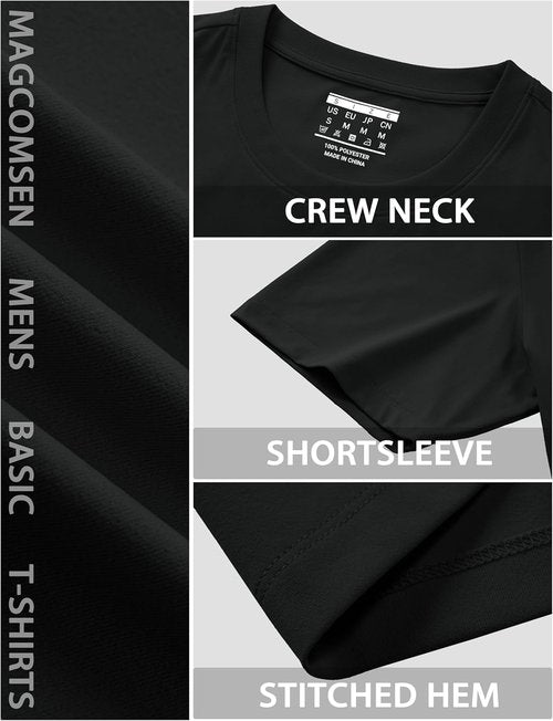 MAGCOMSEN Men's Short Sleeve T-Shirts - UPF 80+ Sun Protection, Lightweight & Moisture-Wicking Tees