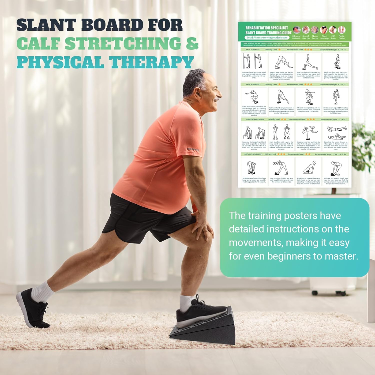Slant Board | Adjustable Calf Stretching Incline Board - 5 Angles, 480 lbs Capacity for Yoga & Physical Therapy