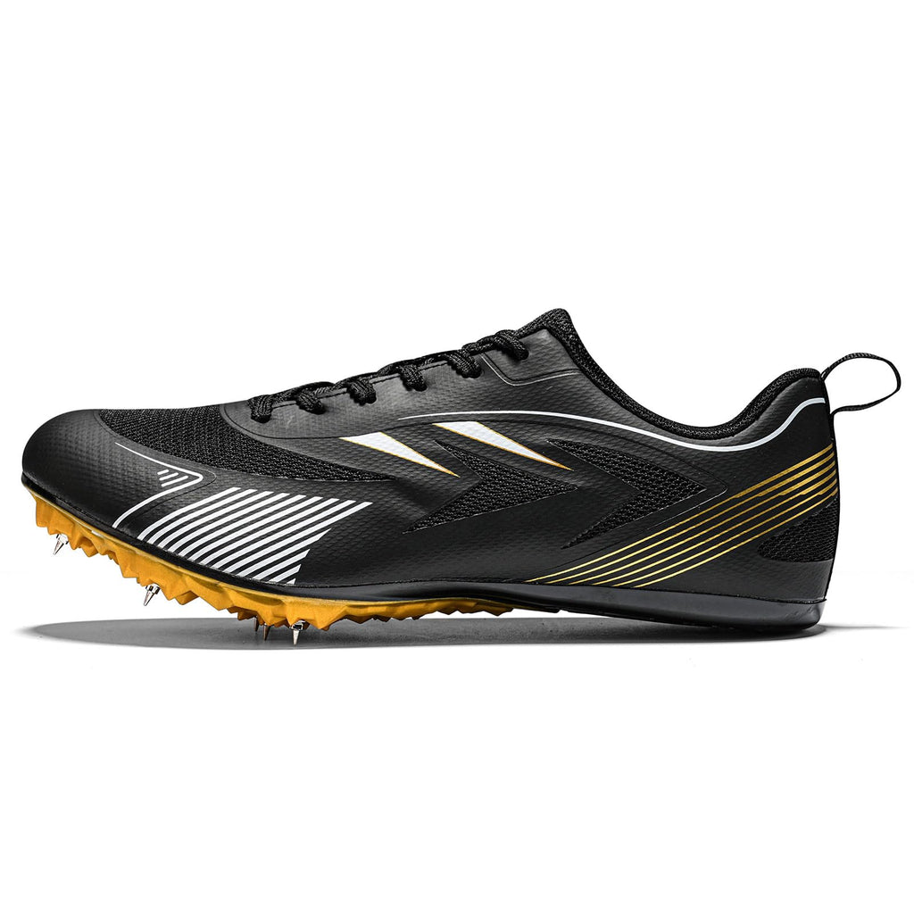 REXSVAN Track and Field Shoes for Men Women 8 Spikes Boys and Girls Kids Running Racing Shoes Black