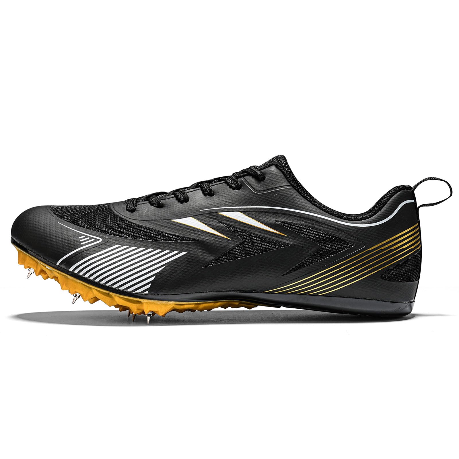REXSVAN Track and Field Shoes for Men Women 8 Spikes Boys and Girls Kids Running Racing Shoes Black