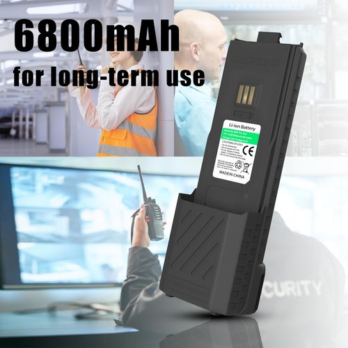 BAOFENG UV-5RM Battery 6800mAh Two Way Radio USB-C Charging 7.4V Extended Replacement Battery Compatible for GM-5RH/UV-5G Plus GMRS/AR-5RM (1 Pack 6800mAh)