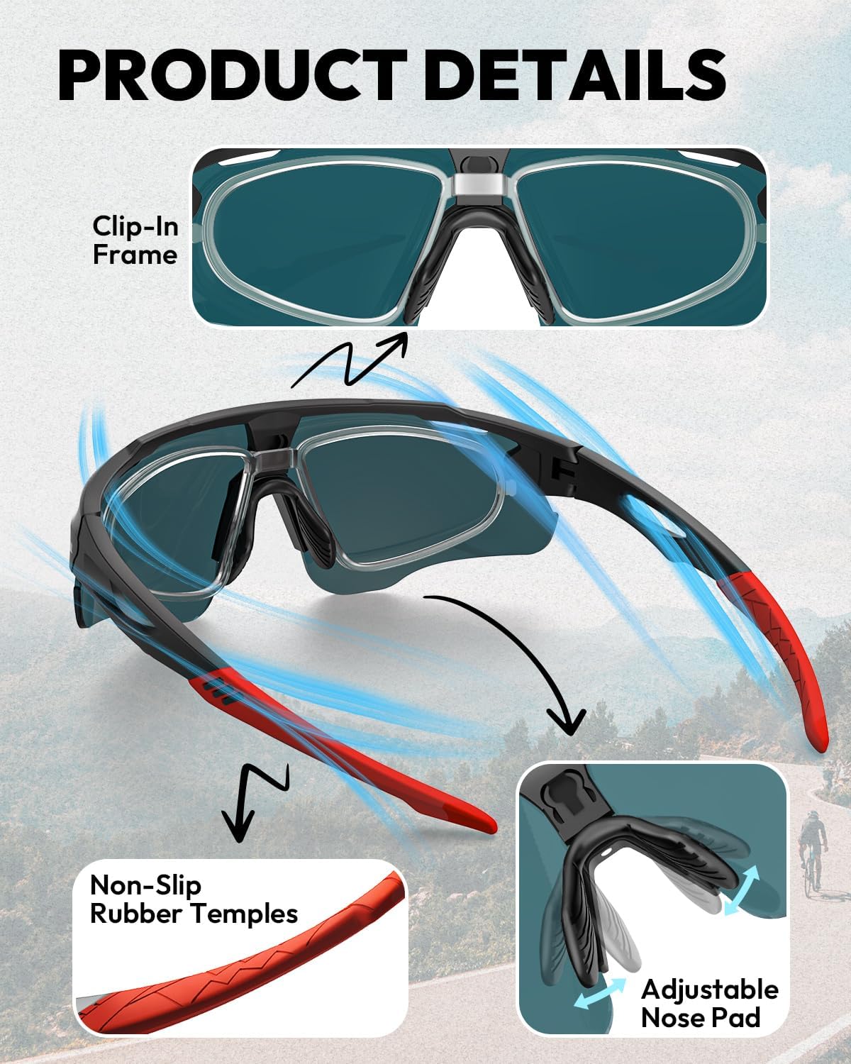 VICTGOAL Cycling Glasses - Polarized UV Protection Sunglasses for Men & Women | Lightweight TR90 Frame