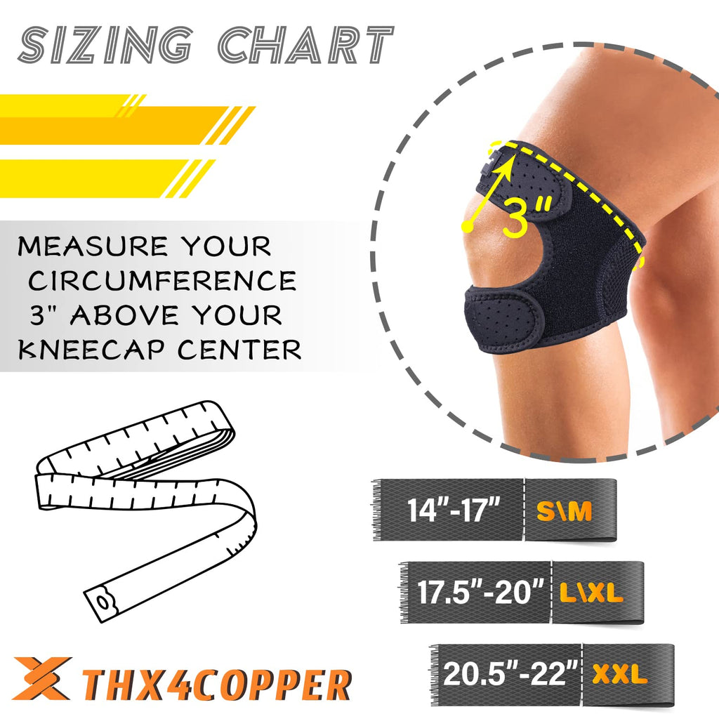 THX4COPPER Compression Knee Brace - Dual Adjustable Support for Pain Relief | Ideal for Running & Gym