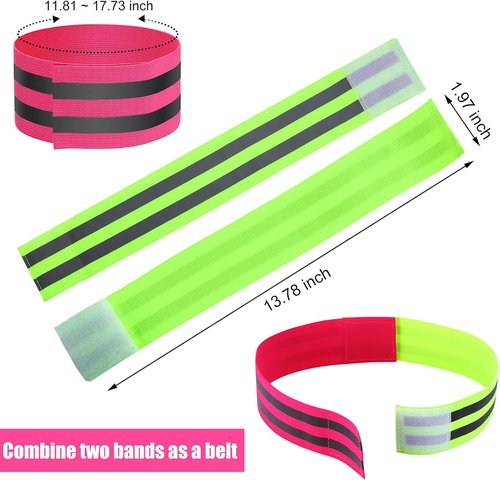 Gejoy Reflective Bands - 16 High Visibility Safety Straps for Wrist, Arm, Ankle, Leg | Perfect for Night Walking, Cycling, Running