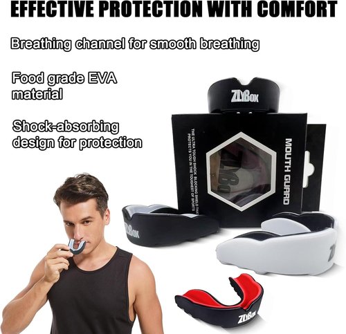 Dual-Layer Sports Mouth Guard - Ultimate Dental Protection for Boxing, MMA & More | Black & White