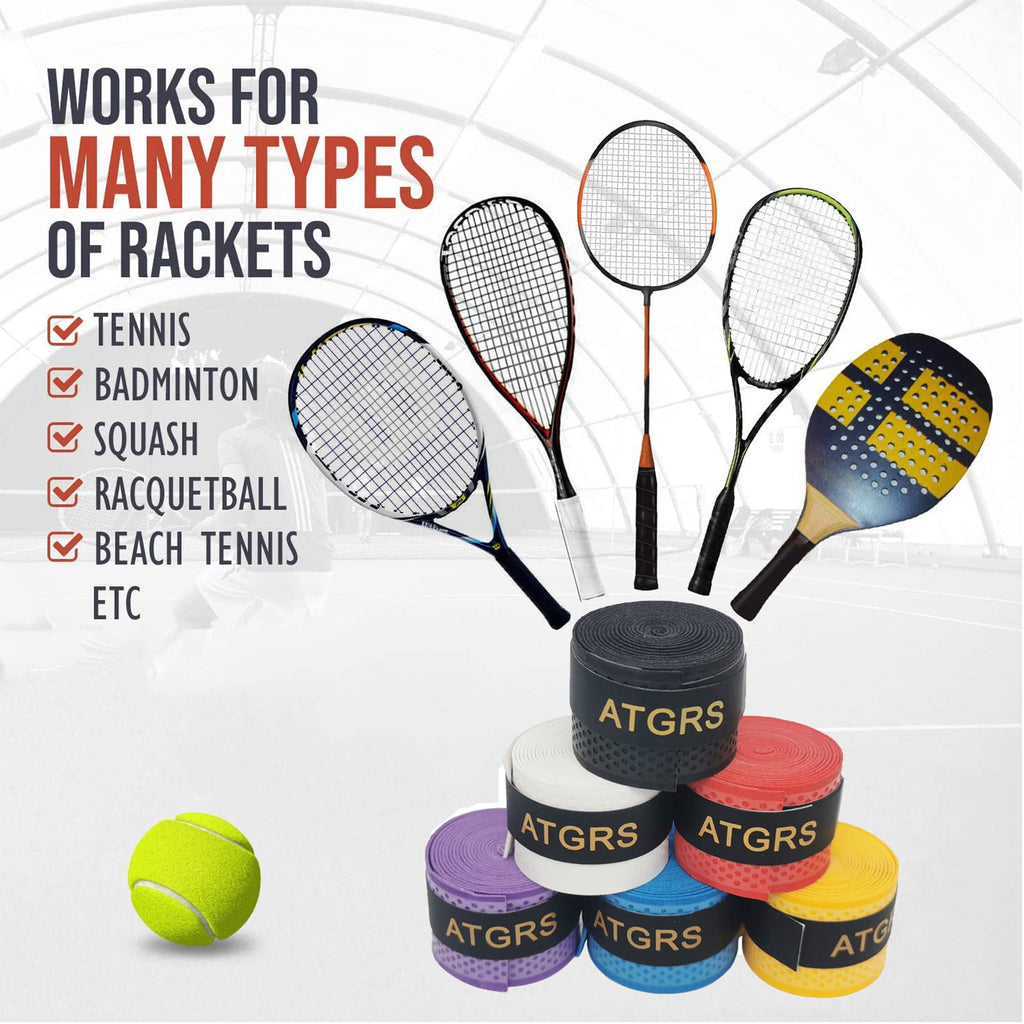 Tennis Grip Embossing Top Absorb Moisture Racquet Grip Tape Advanced Elasticity Anti-Slip Overgrip for Tennis Badminton Racquetball Grip Squash Racquet (Embossing-12 Colors)