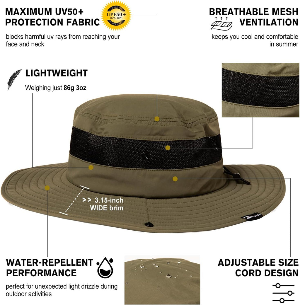 Skiennix Waterproof UPF50+ Golf Bucket Hat - Oversized XL/XXL for Big Heads | Wide Brim Safari & Fishing