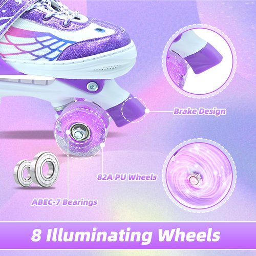 SMOOJOY Roller Skates for Boys Girls, Kids Skates, Adjustable Roller Skates with Light Up Wheels for Ages 3-5 RollerSkates for Youth Beginner