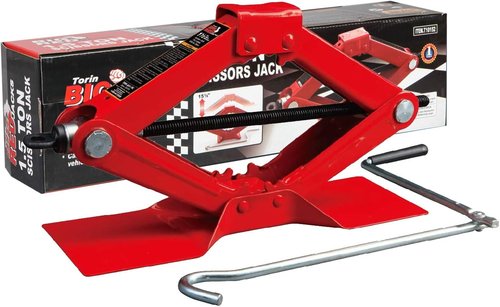 BIG RED T10152 Steel Scissor Lift Jack - 1.5 Ton Capacity Car Kit in Red