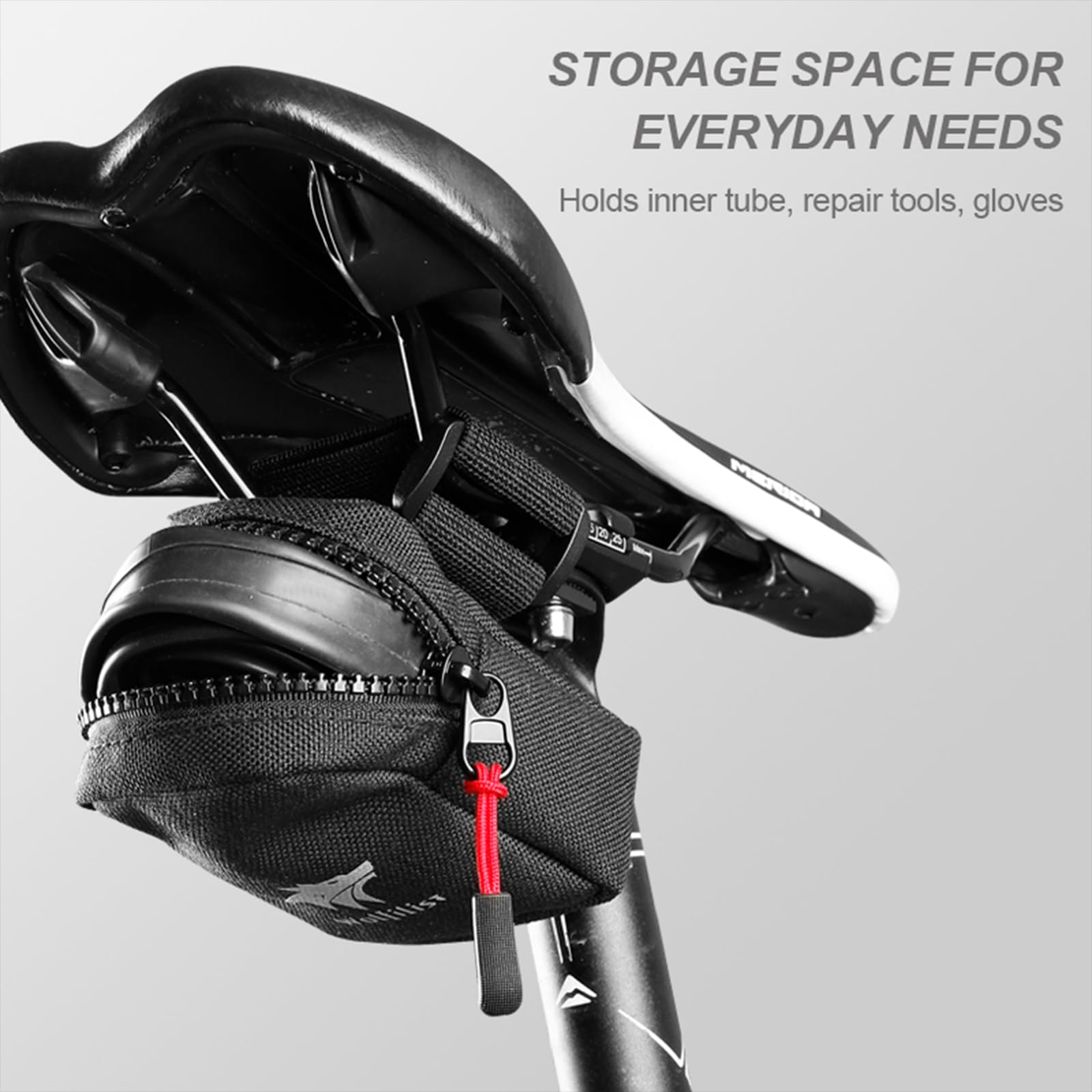WOLFILIST Compact Cycling Saddle Bag - Fits Under Bike Seat for easy storage - Road Bike & Bicycle Seat Bag - Tiny Durable & Water-resistant (Mini)