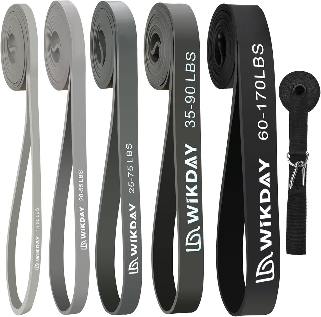 WIKDAY Resistance Bands, Pull Up Bands, Workout Bands for Exercise, Thick Heavy Resistance Band Set with Door Anchor, Elastic Bands for Body Stretching, Training at Home/Gym for Men & Women