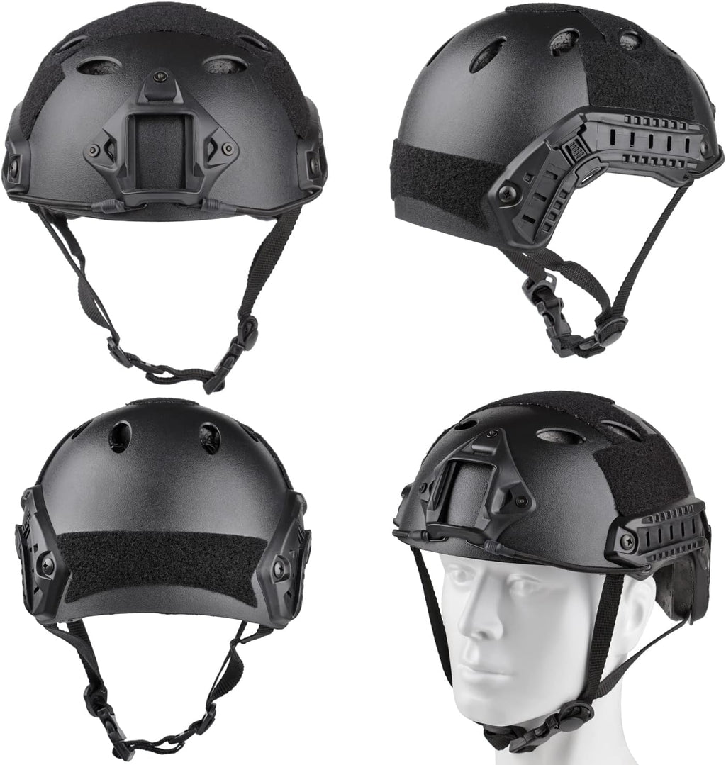 VPZENAR Tactical Airsoft Helmet - Full Face Protection with Anti-Fog Goggles & Mesh Mask | Black