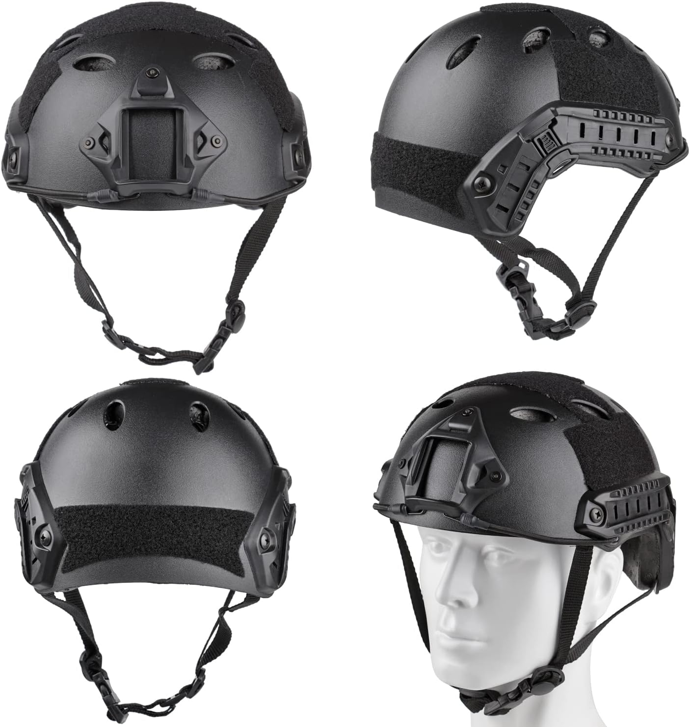 VPZENAR Tactical Airsoft Helmet - Full Face Protection with Anti-Fog Goggles & Mesh Mask | Black