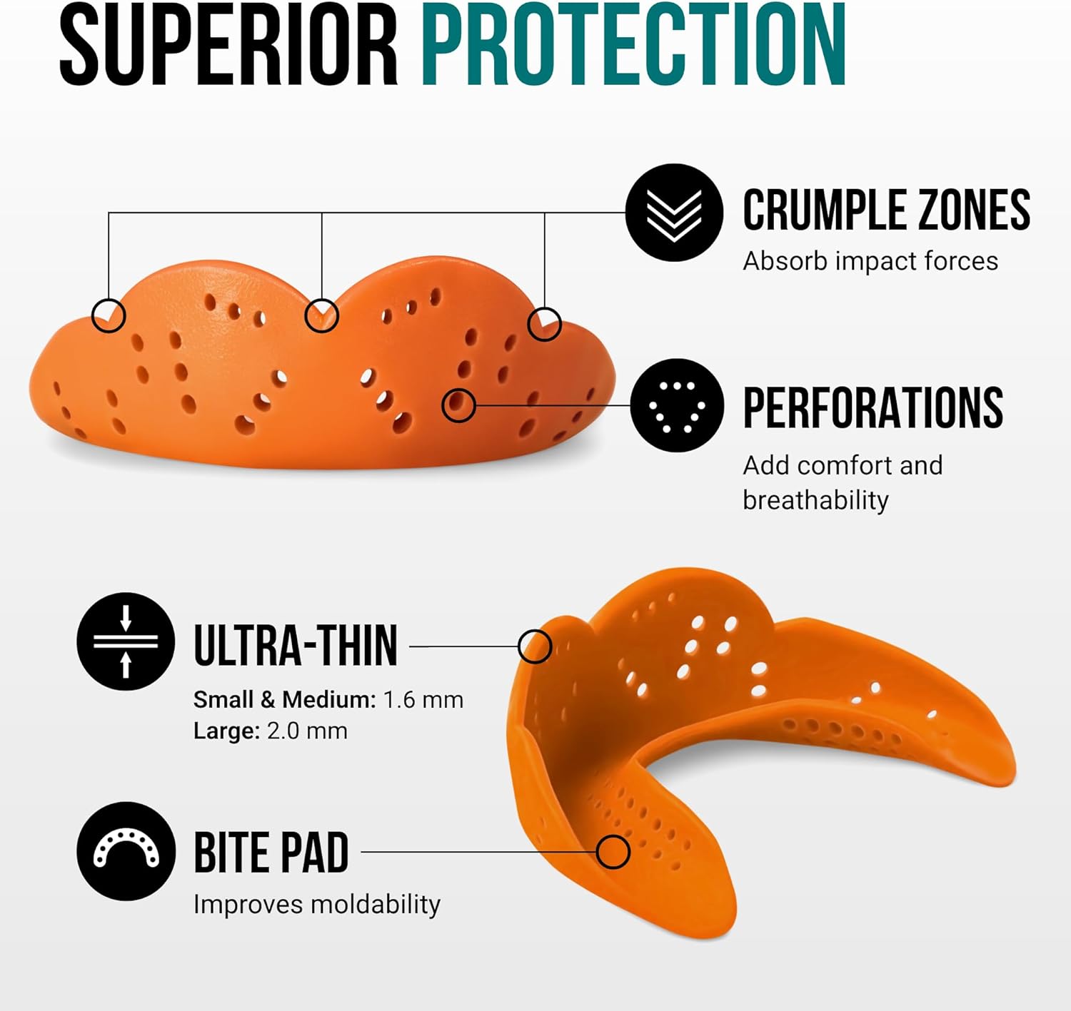 SISU Aero Small Mouthguard - Athletic Orange | 30% Stronger Protection for Lacrosse, Football & More