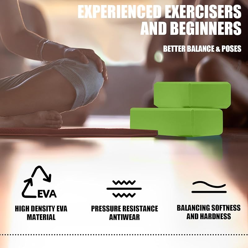 Septo 2 Pcs Yoga Blocks 9x6x3 in EVA Foam Blocks – Green
