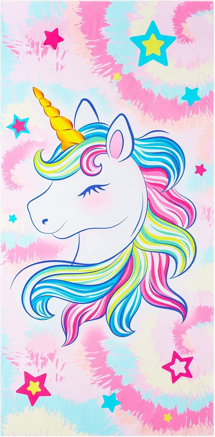 WERNNSAI Unicorn Beach Towel for Kids - Quick Dry, Ultra Absorbent, 30” x 60” | Perfect for Pool & Travel